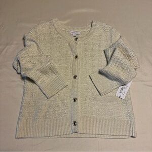 Liz Claiborne Cream Cardigan Sweater with gold accent throughout NWT